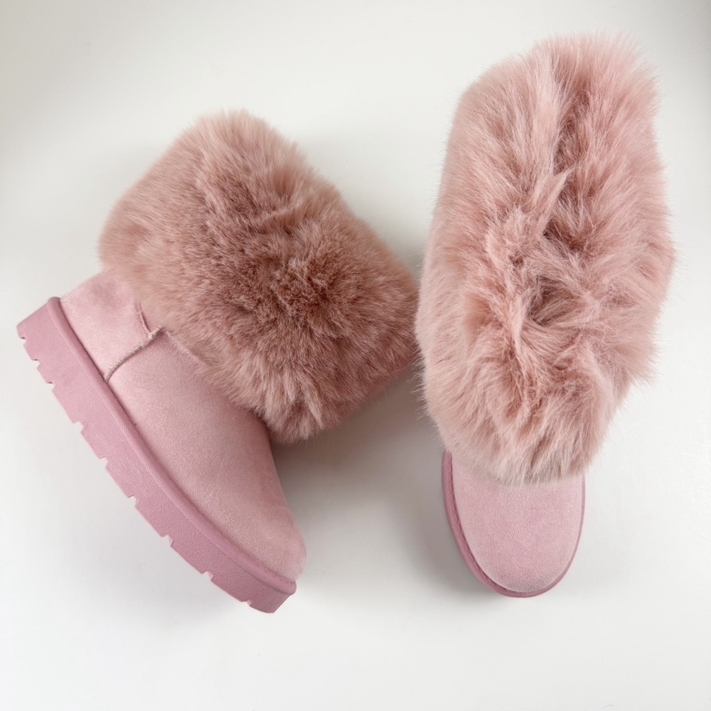 Journee Collection Pink Faux Fur Boots Womens 8 Shanay Fluff NEW in Box